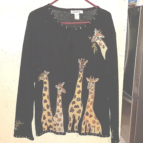 Arriviste Sweaters - Vintage Arriviste safari giraffe cardigan